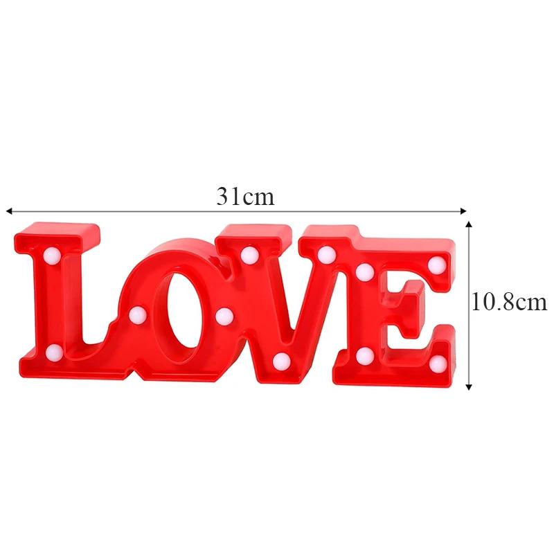 Valentine's Day LOVE LED Sign Lights Romantic Letter Lights Home Desktop Decoration Wedding Atmosphere Props Holiday Party Decor