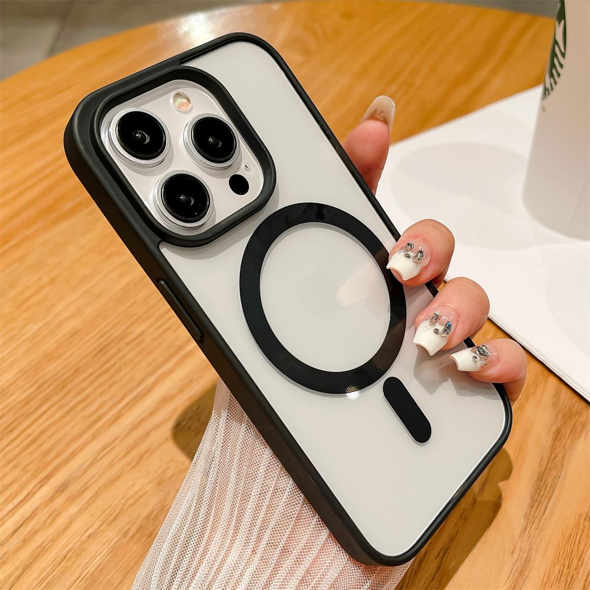 

Luxury Shockproof For Magsafe Wireless Charge Case for iPhone 16 15 14 Plus 13 12 Mini 11 Pro XR XS Clear Magnetic Bumper Cover iPhone 12 mini чёрный