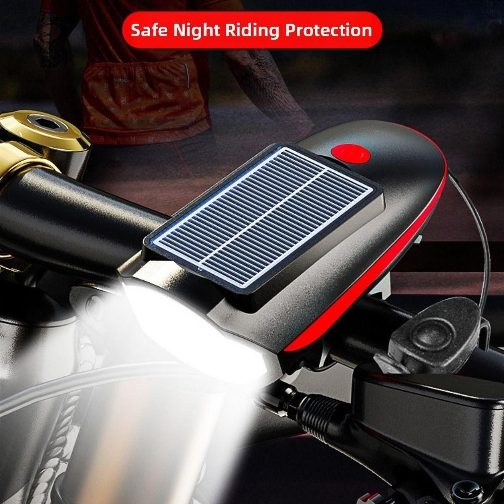 Waterproof Solar Bicycle Light 3 Modes LED Bike Front Lamp Portable Night Riding Lamp Camping