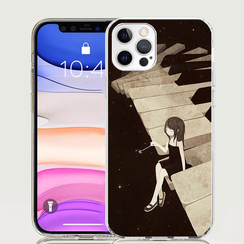 Music Piano Keyboard Phone Case for Apple iPhone 17 Air 16 15 Plus 14 + 13 Mini 12 11 Pro Max 7 8 SE 16Max Soft Shell Cover Coqu
