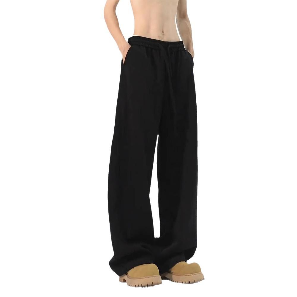 Men's Cleanfit Wide-Leg Fleece Sweatpants - Autumn/Winter Straight-Leg Casual Sports Pants