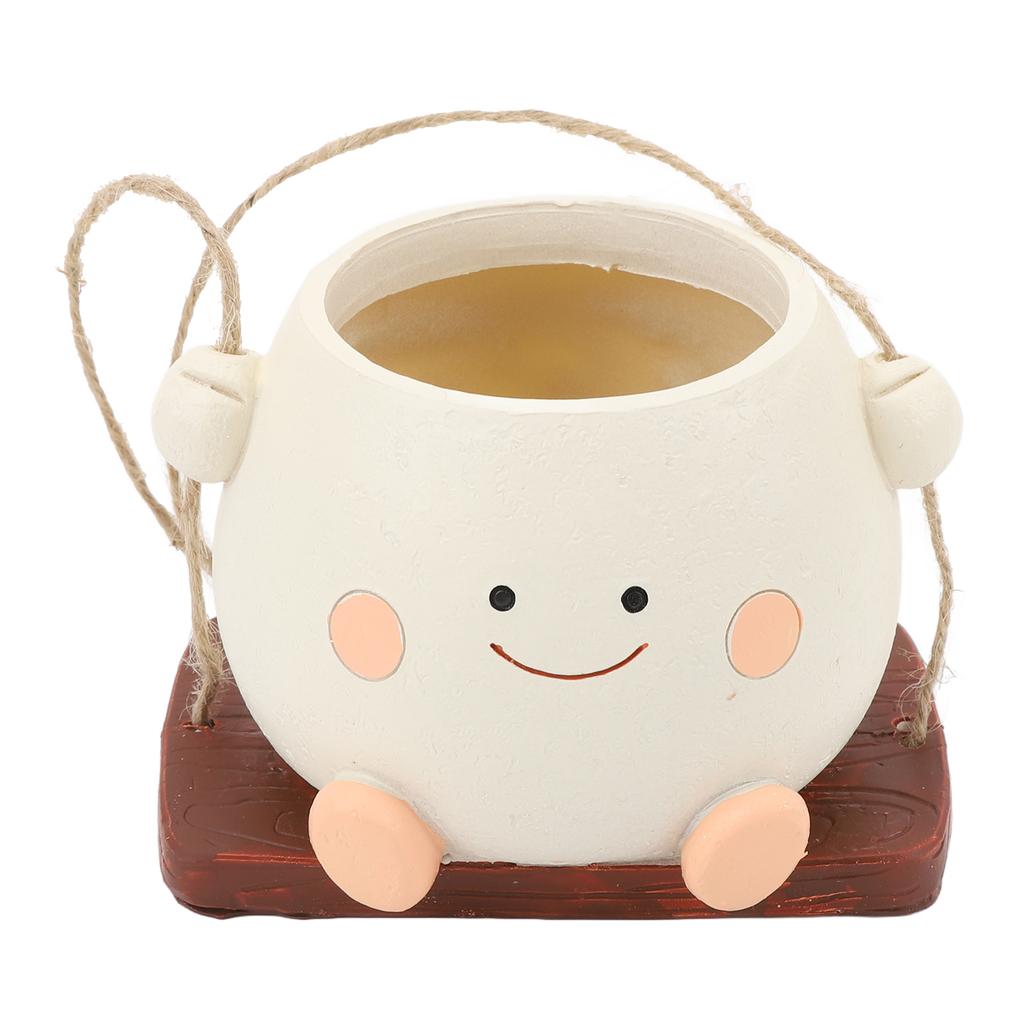 Swing Face Planter Pot Hanging Resin Flower Head Cute Indoor Outdoor Plants Succulent Type B