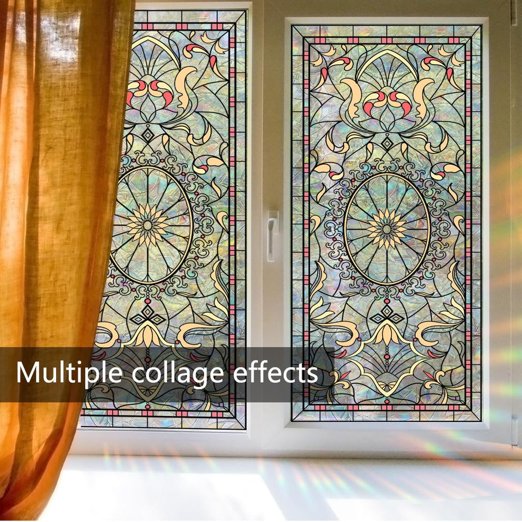 Xc2018-Kq Autocollant de fenêtre Rétro Classique Européen Impression Double Face Électrostatique Visuel Autocollant de Fenêtre en Verre PVC