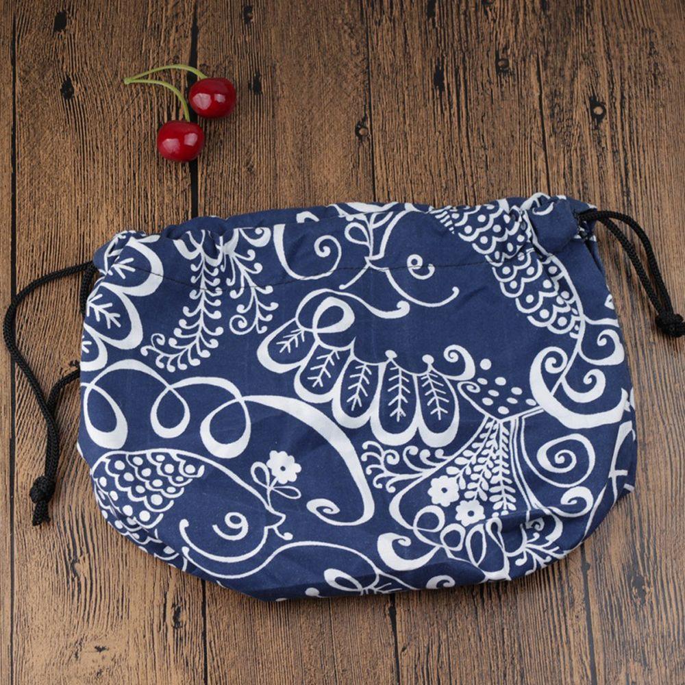 Unisex Picnic Bags Cotton linen Geometric Food Hand Bags Drawstring Lunch Bag Lunch Tote Pouch Japanese Style Lunch Box