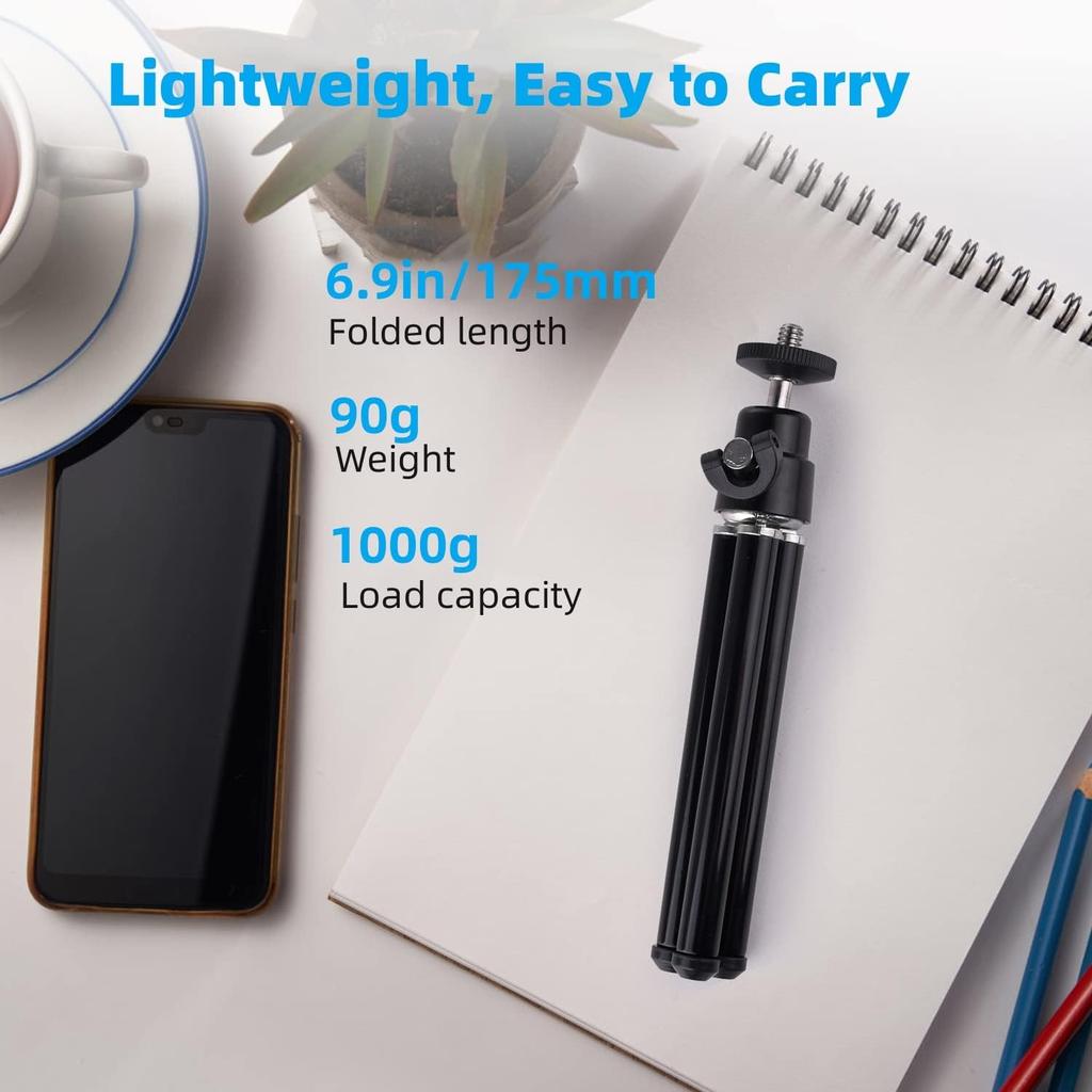 Mini Tripod for Webcam and Phone, 12.4 inch Metal Extendable Webcam Stand with Phone Holder, Small Tripod for Desk