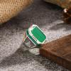 New Green Gem Zinc Alloy Ring For Men Fashion Trend Zircon Geometric Finger Ring Male Vintage