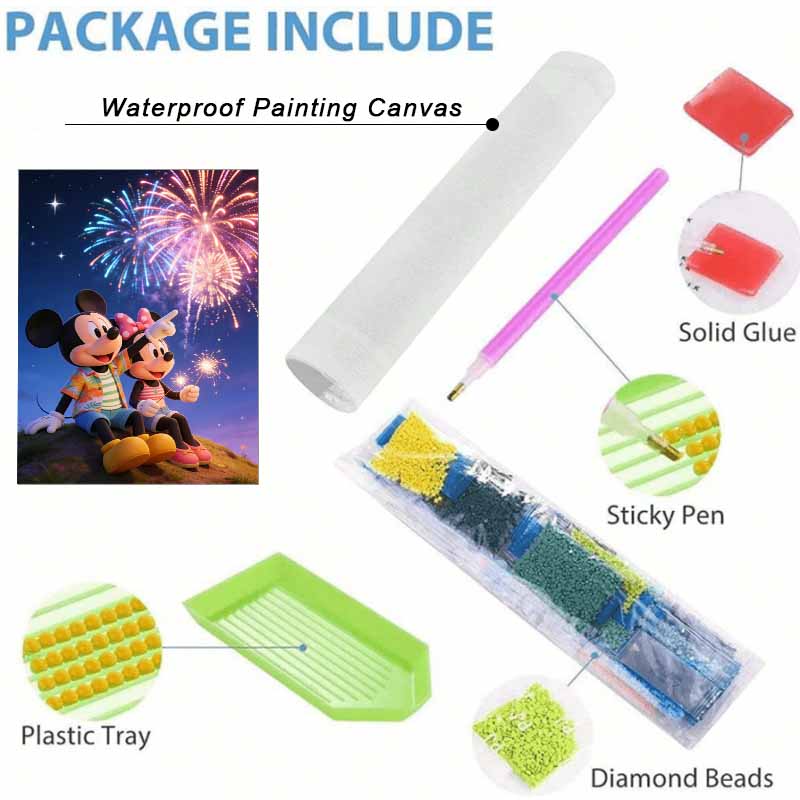 Disney DIY Diamond Painting 5d Full Diamond Mickey Minnie Fireworks Cross Stitch Diamond Living Room Bedroom Decorative Painting