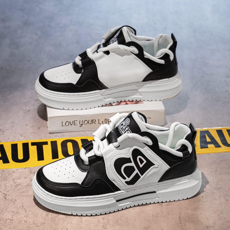 Men's Korean Trendy Versatile Breathable Casual Height-increasing Platform White Skate Sneakers for Students