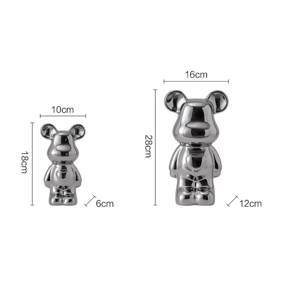 2pcs Aesthetic Bear Brick Ceramic Statue Teddy Bear Decor Action Figure Sculptures Ornament for Room Home Decoration Crafts