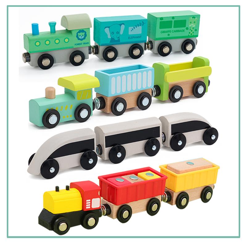 Hot Train Kit Magnetic Toy Car Childrens Track Accessories Manual Sliding Puzzle Wooden Compatible With Various Track Gift W10