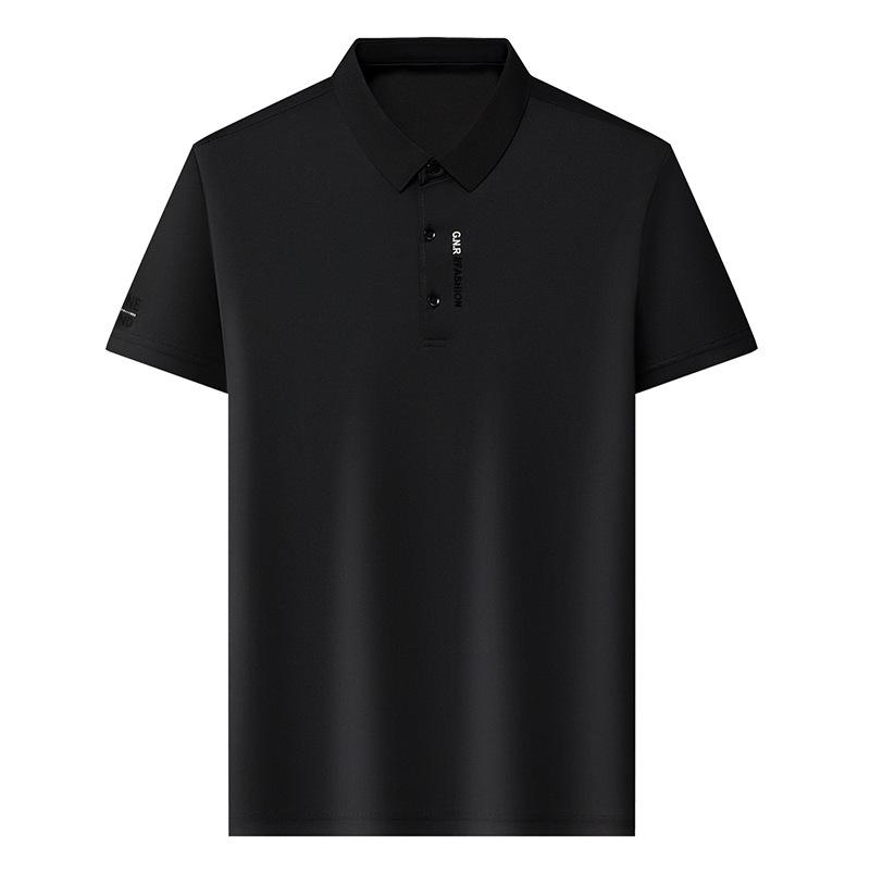 Jarní a letní polo tričko z ledového hedvábí, trendy tričko s krátkým rukávem pro muže, modrý límec, bezešvé, ležérní krátký rukáv