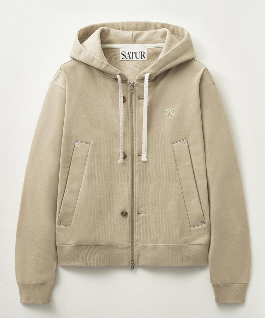 Satur Theo Cotton All Day Hoodie Zip-Up Beige (Type B)