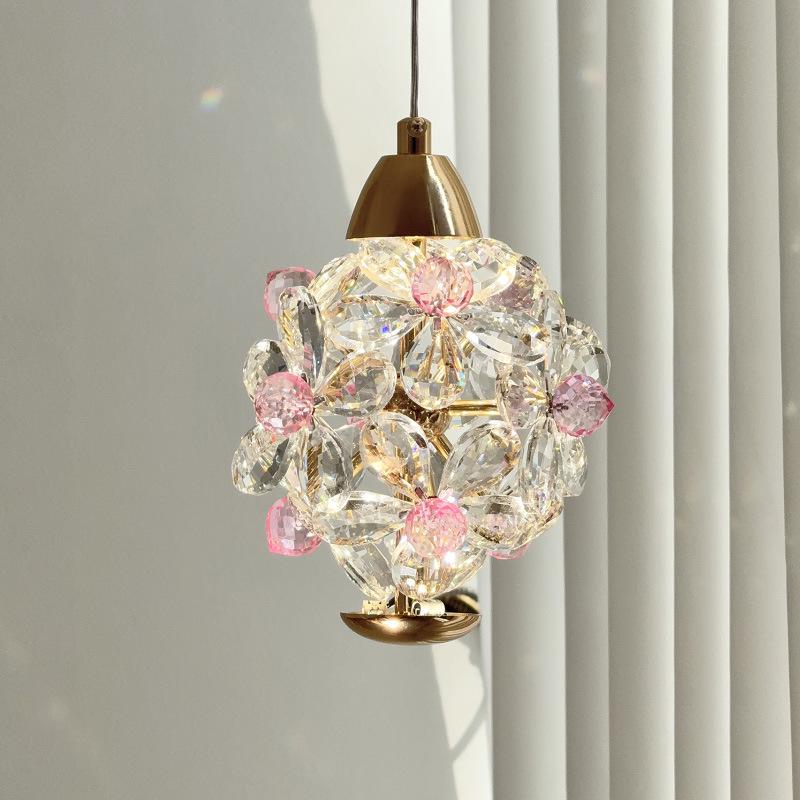 High-End French Floral Crystal Pendant Light for Bedroom or Hallway