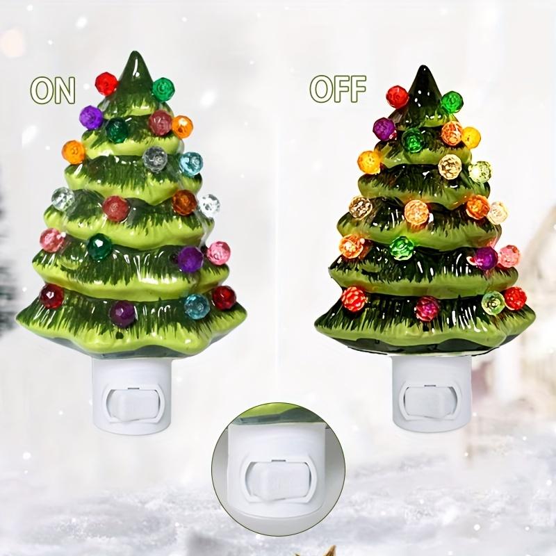 Charming 3D Christmas Tree LED Night Light Festive Red Resin Wall Decor Non-Waterproof 120V US Plug For Indoor Use American Wire Gauge