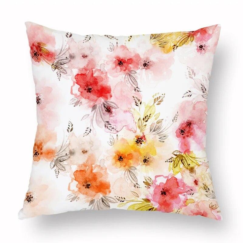 Spring Watercolor Floral Pillowcase Pink Rose Decorative  Sofa Living Room Bed  Home