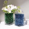 French Transparent Glass Vase: Ins Style Hydroponic Flower Arrangement Ornament with Luxurious, High-End Aesthetic for Living Room