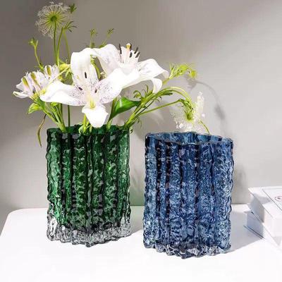 French Transparent Glass Vase: Ins Style Hydroponic Flower Arrangement Ornament with Luxurious, High-End Aesthetic for Living Room