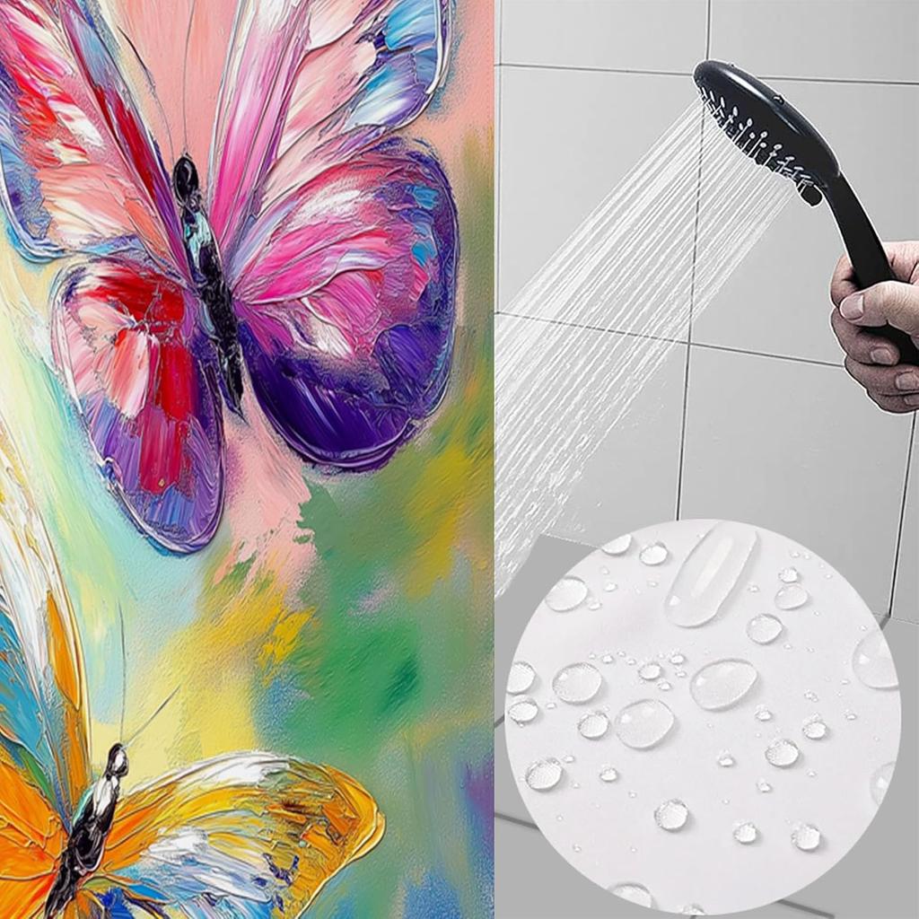 Cute Colorful Butterfly Shower Curtain Artistic Design Bathroom Decor Nature Theme Waterproof Bath Curtain