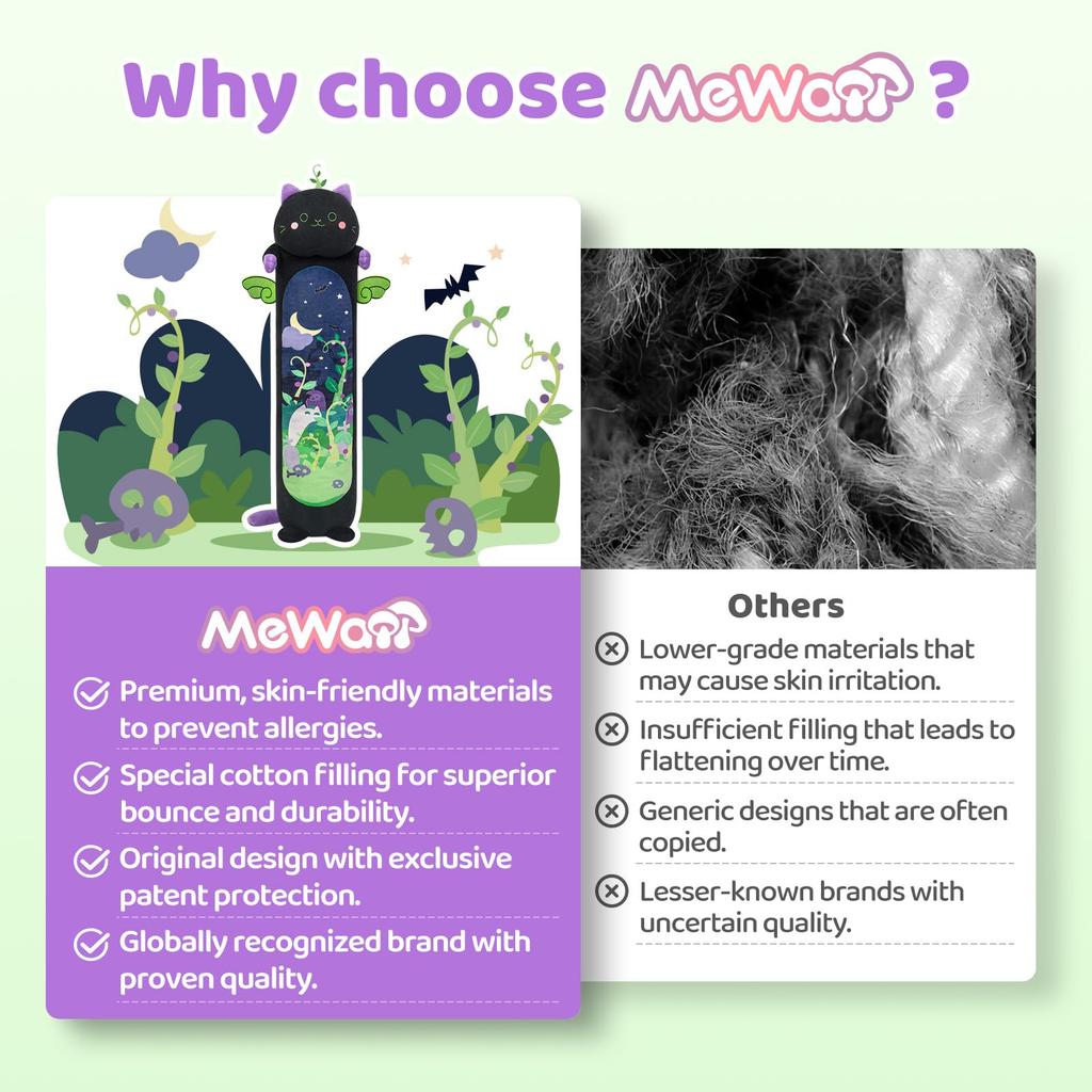 Long Cat Plush 5 Sizes, 120% Extra Filling Giant Plushness Kids Body Pillow, Kawaii Cute Black Cat Stuffed Animals Plushies,Gift for Girls 20”/50cm