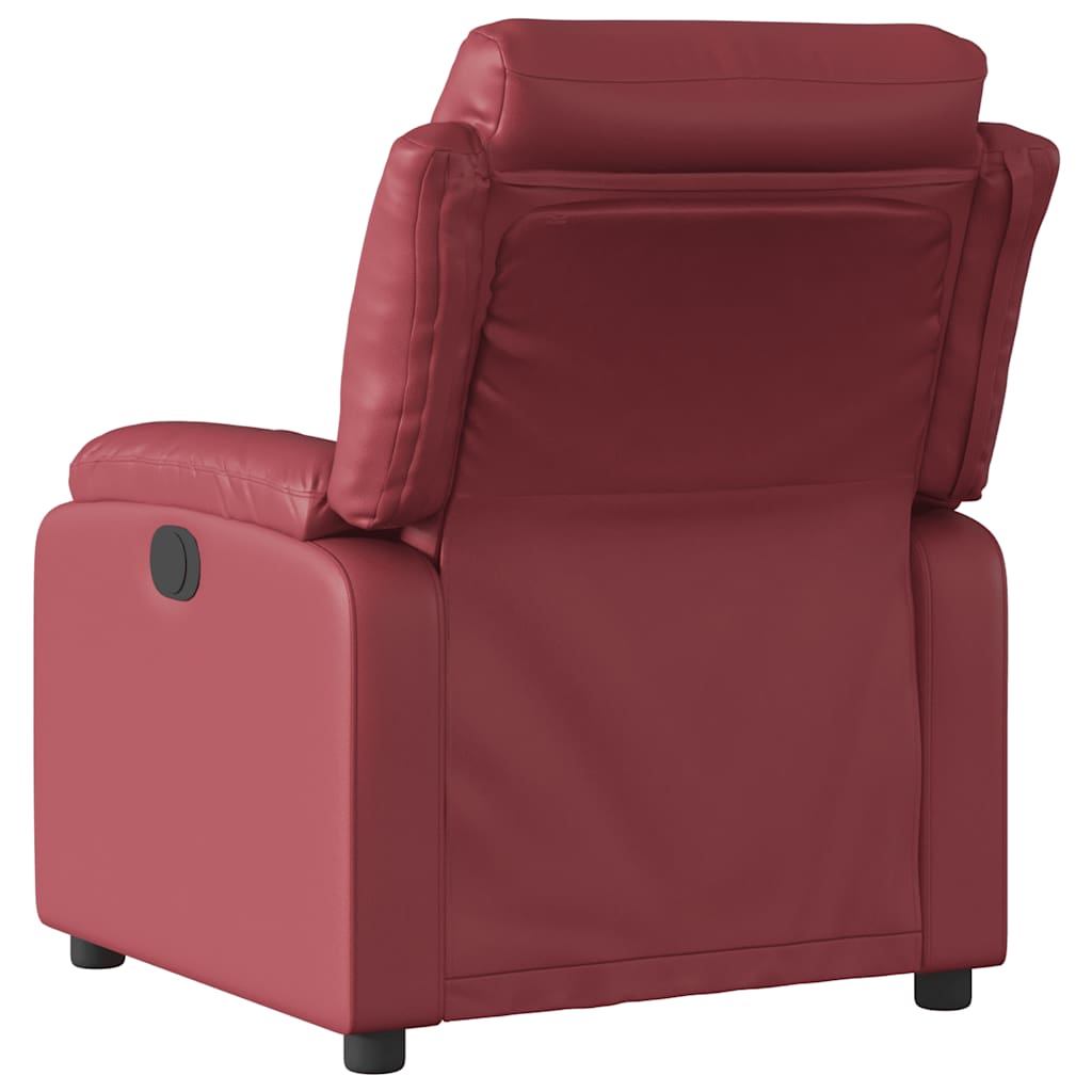 Electric Recliner Chair Burgundy Artificial Leather