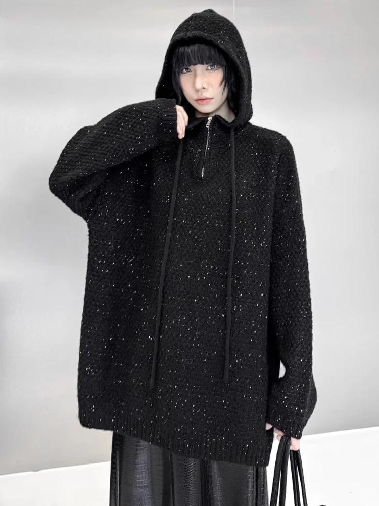 

XITAO Модный повседневный однотонный свободный свитер GMM1002 One Size чёрный