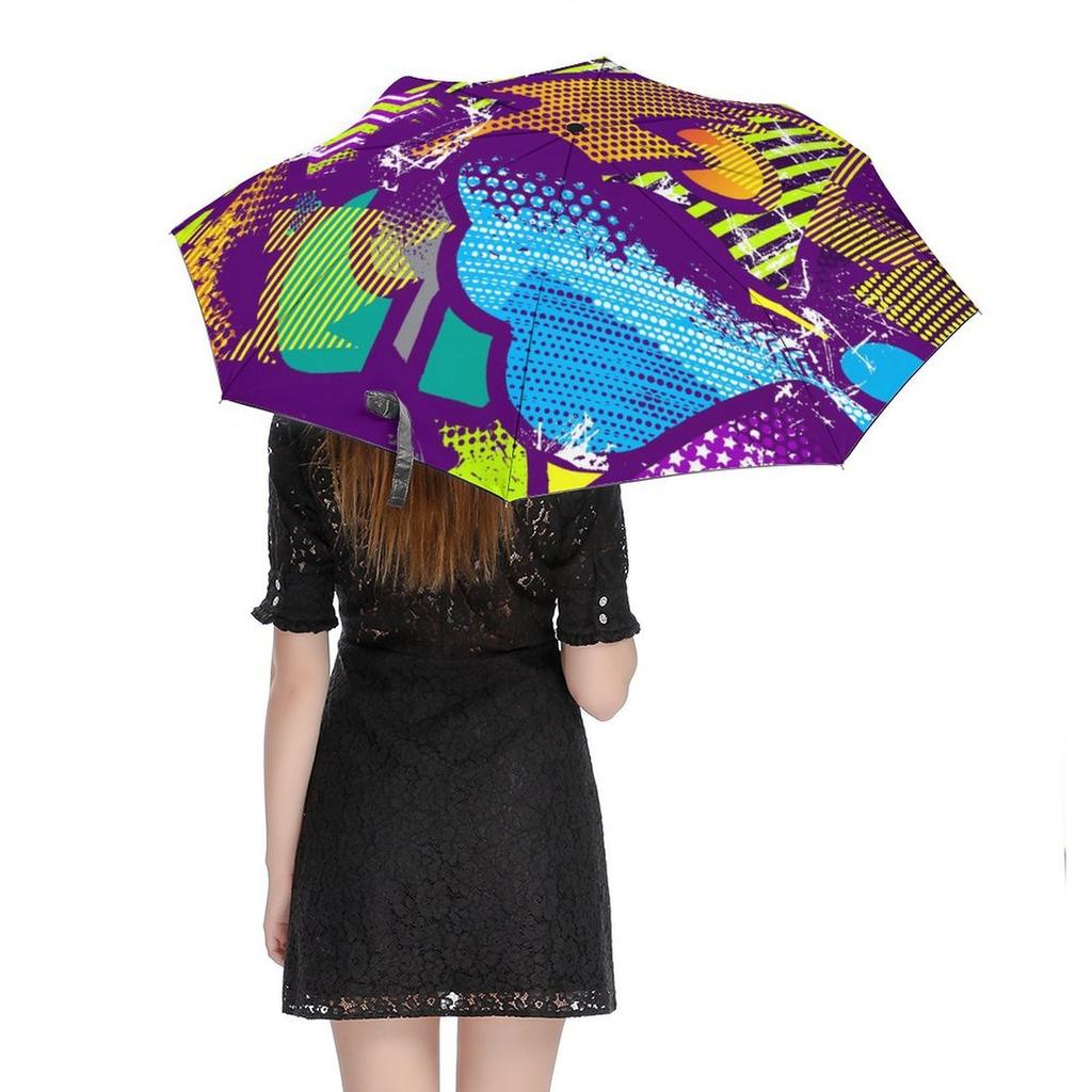 1 Pack Automatic Umbrella Featuring Reinforced Ribs And Anti Uv Coating For Travel With Graffiti Inspired Feel