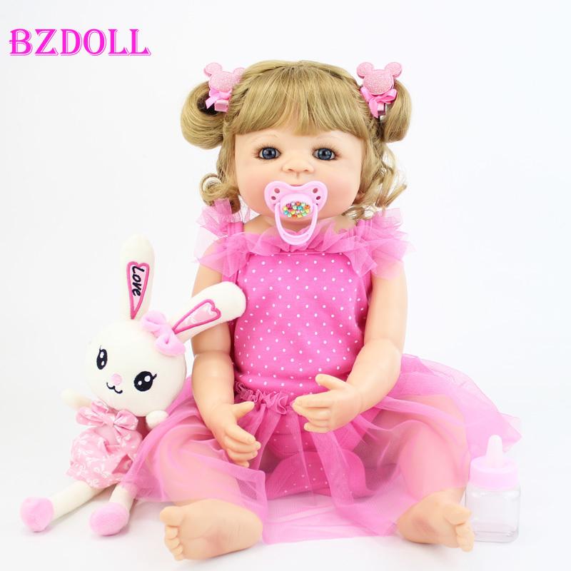 BZDOLL 55cm pełna silikonowa lalka Bebe Reborn realistyczne miękkie winylowe księżniczka jednorożec dzieci dziewczyna zabawka do kąpieli prezent urodzinowy dla dzieci