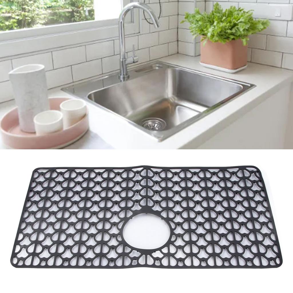 Kitchen Sink Mat Silicone Scratch Resistant Anti Slip Water Proof Reusable Multifunction for Dishes