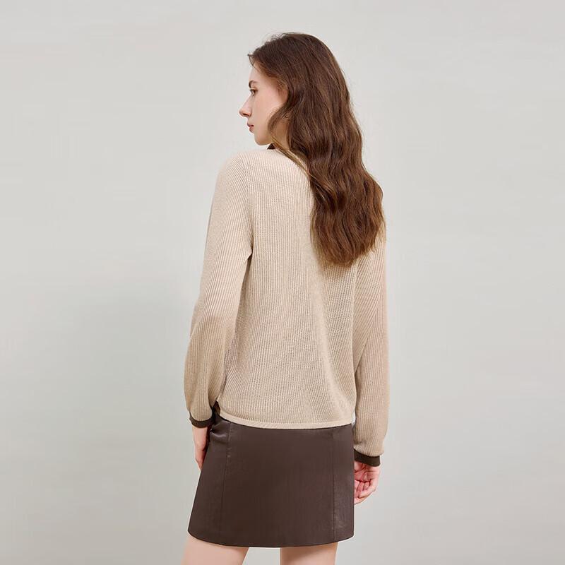 Dámský kontrastní pletený top s V-výstřihem a falešným dvoudílným vzhledem