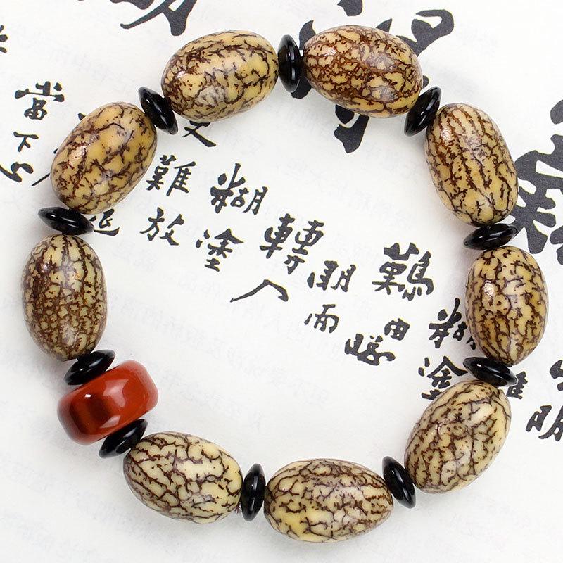 Corn Bodhi Bracelet: Gold & Silver Thread with Bodhi Seed Beads, Unisex Buddhist Rosary Jewelry.