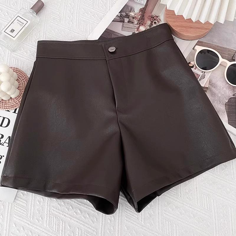 

Женские шорты А-силуэта с высокой талией из коричневой искусственной кожи, коллекция осень/зима 2025 г. 4XL кофейный