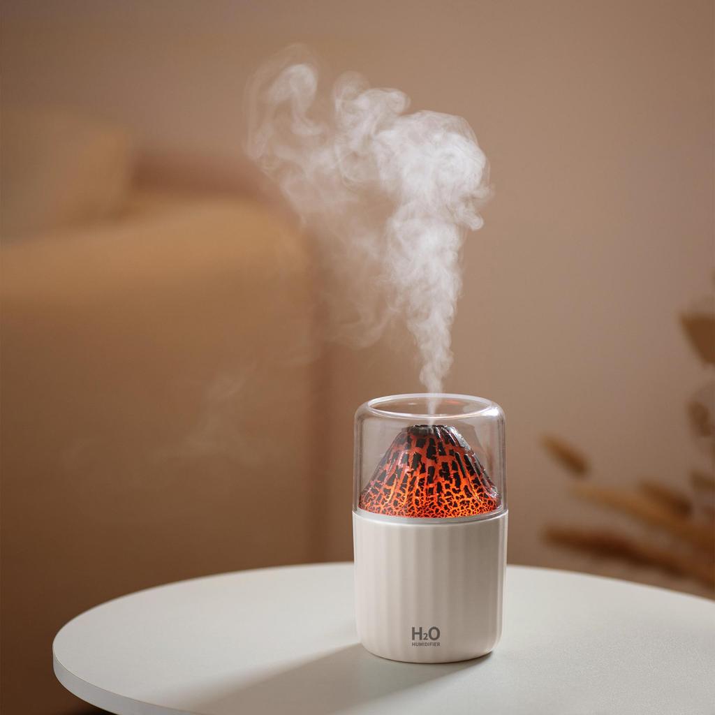 Creative Volcano Humidifier: Seven-Color Aromatherapy Diffuser for Home & Bedroom, Perfect Desktop Gift with Ambient Light
