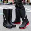 New Rain Shoes Men's Medium Tube Non-slip Waterproof Shoes Fashionable Outdoor Water Boots Warm High Tube Rain Boots Rubber Shoes Men