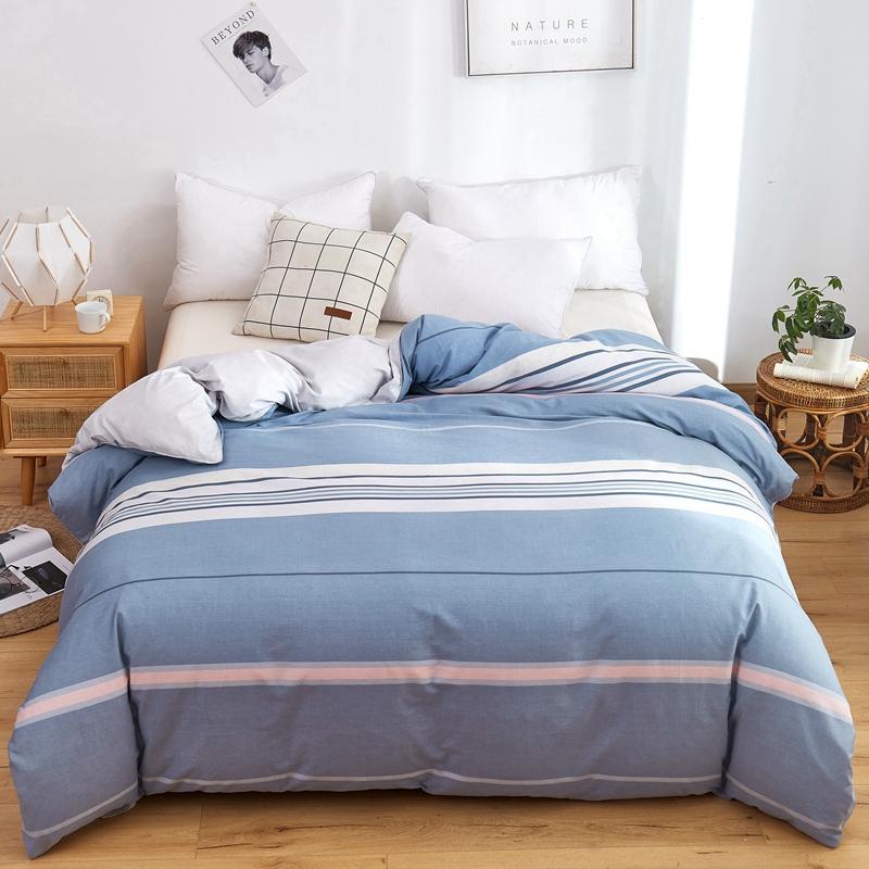 1Pc Abstract Geometric Duvet Cover 100% Cotton Triangle Striped Patterned Quilt Cover with Zipper and Ties Queen Size Bedding