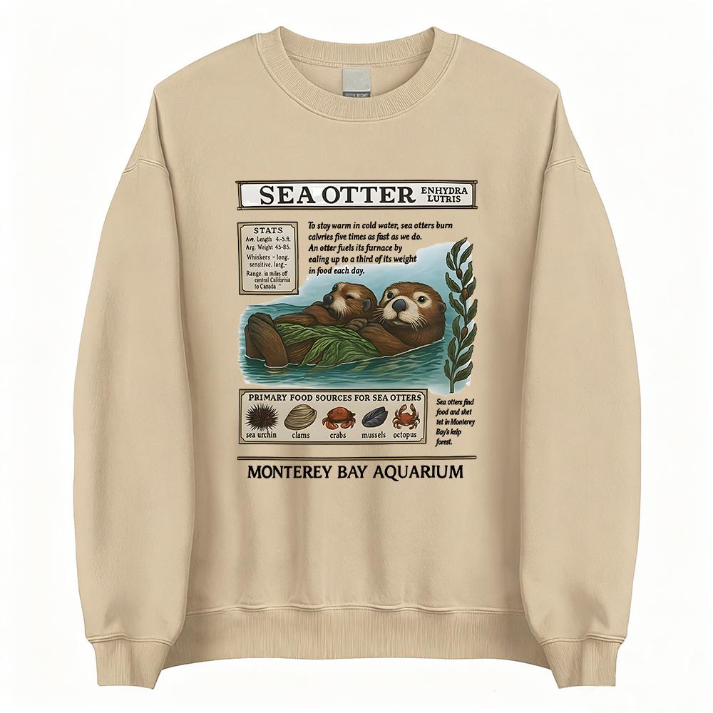 Sea Otter Monterey Bay Aquarium Sweatshirt Long Sleeve Female Winter Pullovers Crewneck Women Men Casual Clothing Streetwear
