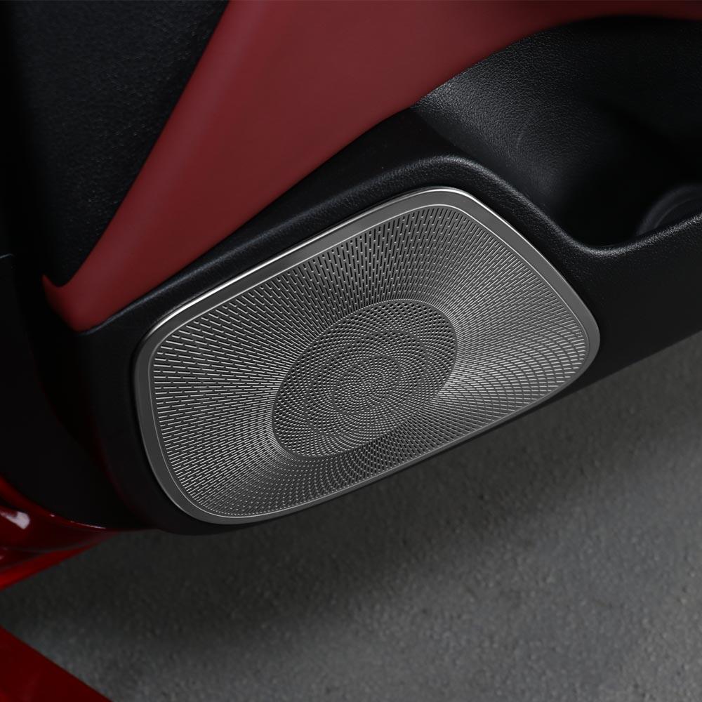 4PC Automotive Door Speaker Protective Covers Silver Stainless Steel LHD/RHD For Kia Stinger 2018-2023 Interior Trim Accessories