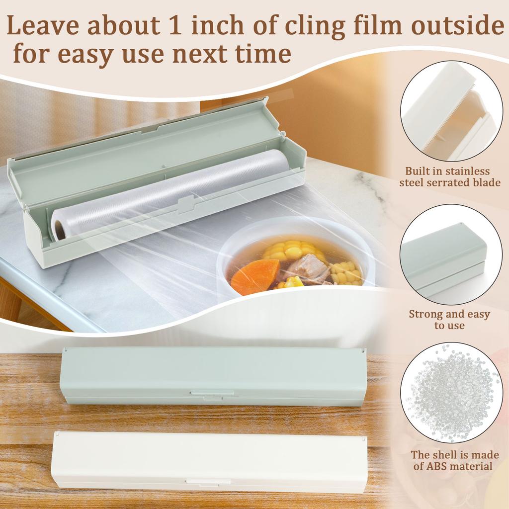 Distributeur de film plastique magnétique Boîte coupe-film conservateur Outils de rangement réutilisables pour papier ciré/boîte métallique/feuille d'aluminium Cuisine Alimentaire