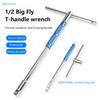 1/2 Inch Big Fly T-Handle Wrench - Chrome Vanadium Steel Detachable Ratchet Wrench, Durable Quick-Rotate Tool