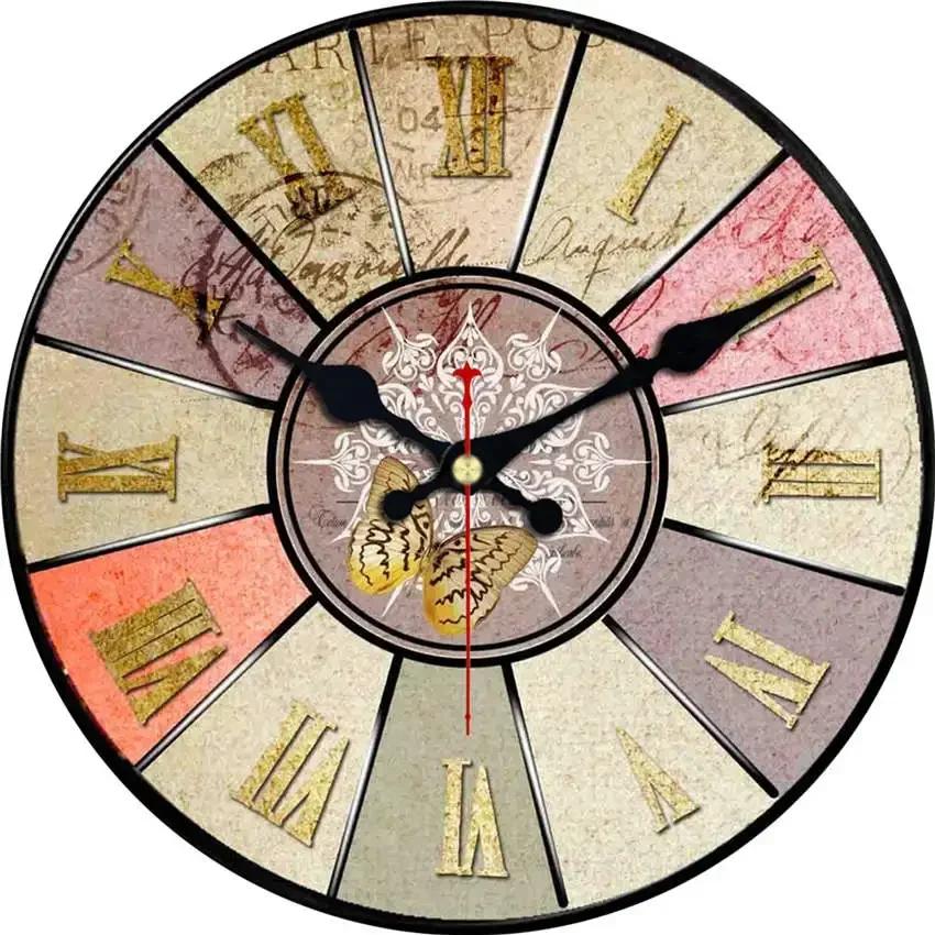 Vintage Large Abstract Design Clock Silent Cafe Kitchen Wall Clocks Watches Home Decor Art Shabby Chic Wall Clocks Klok D6Q7W5