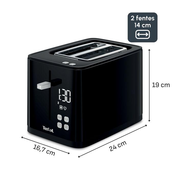 Tefal Grille-Pain 2 Fentes Noir, Écran Numérique, 7 Dorages, 2 Favoris, TT640810