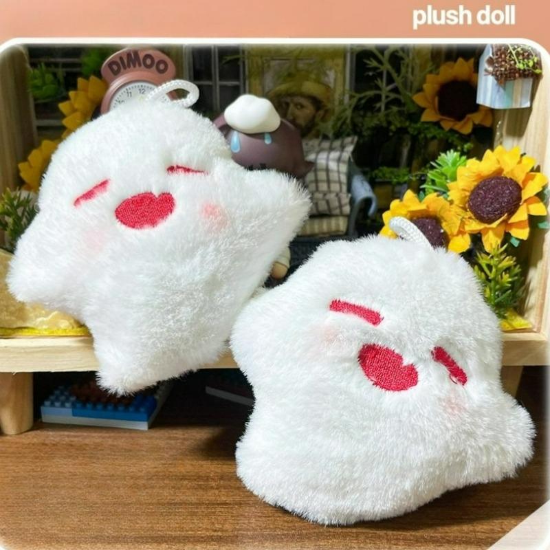 Kawaii Halloween Little Ghost Plush Keychains Game Genshin Impact Hutao Cosplay Key Chain Unisex Plush Doll Pendant Key Rings