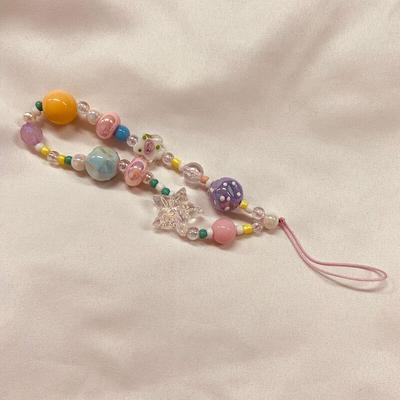 Creative Diy Colorful Bead Phone Chain Anti-Loss Phone Strap Charm Cute Pendant Lanyard For Girl Cell Phone Wrist Strap Kechain