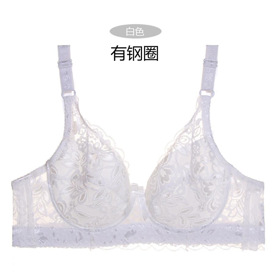 Underwear Full Lace Sexy Thin Cotton Large Cup Large Size Adjustment Bra Cover