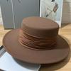 Autumn and Winter New French High-end Retro Pleated Flat-top Imitation Wool Top Hat Big Brim Versatile Felt Hat