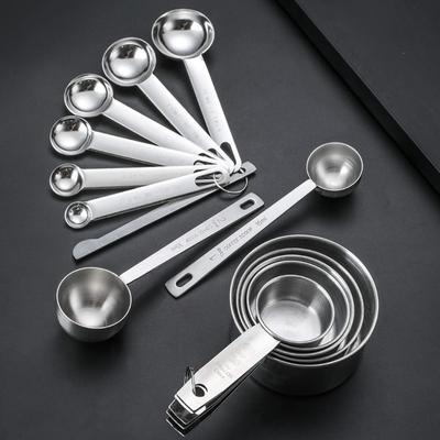 Food Grade Measuring Spoon Set Stainless Steel with Scale Coffee Measuring Spoon Egg Beater Stackable Baking Measuring Tool