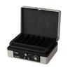 CARL Cash Box A6, Grey, Coin & Note Storage with Double Lock System