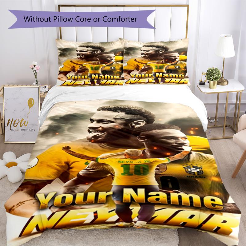 Football Legend Poster Customized Name Bed Sheet Set Suitable for Living Rooms Machine Washable Bedroom Decor Best for Christmas