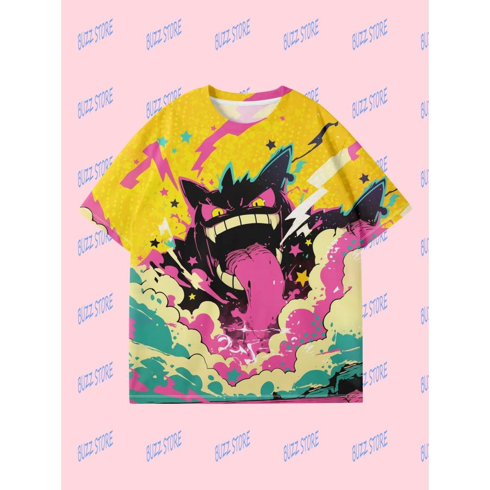 

3D printed short sleeved T-shirt, Pocket Monsters, comfortable and breathable outdoors, suitable for adults and children XS