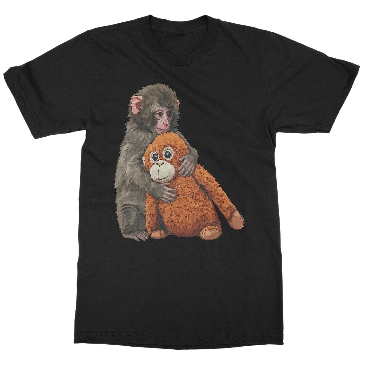 Punch Monkey Hugging Plush Friend Viral Meme Unisex T-Shirt L