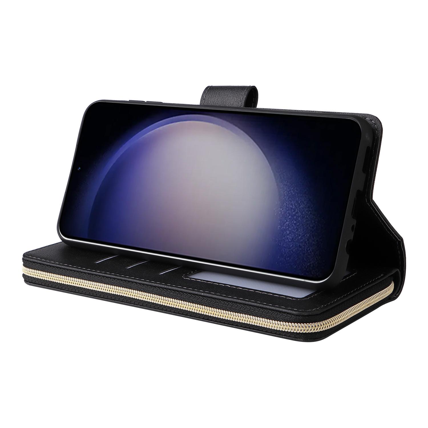 

For Samsung Galaxy S24 Wallet Phone Case Shockproof Zipper Leather Flip Cover Black